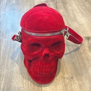 Killstar Red Skull Shoulder Bag Velvet Design